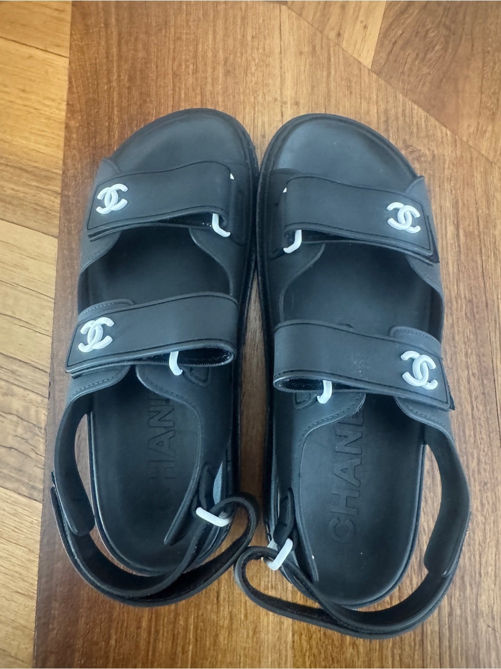 Chanel Black Rubber CC Dad Sandal